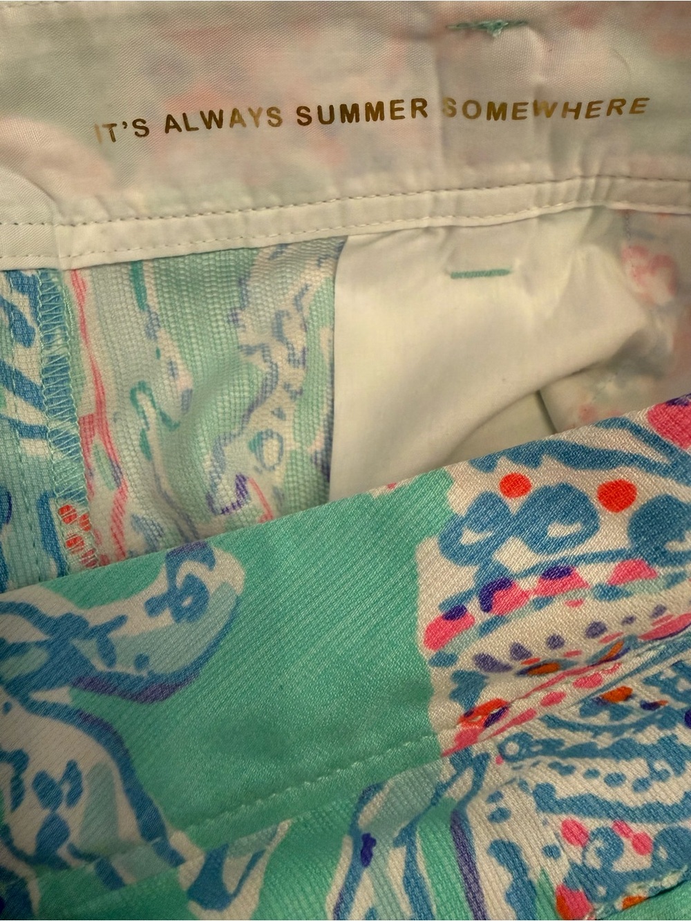 NWT Lilly Pulitzer Callahan Shorts Fansea Print Size 2 Aqua Pink Flat Front - Picture 10 of 11